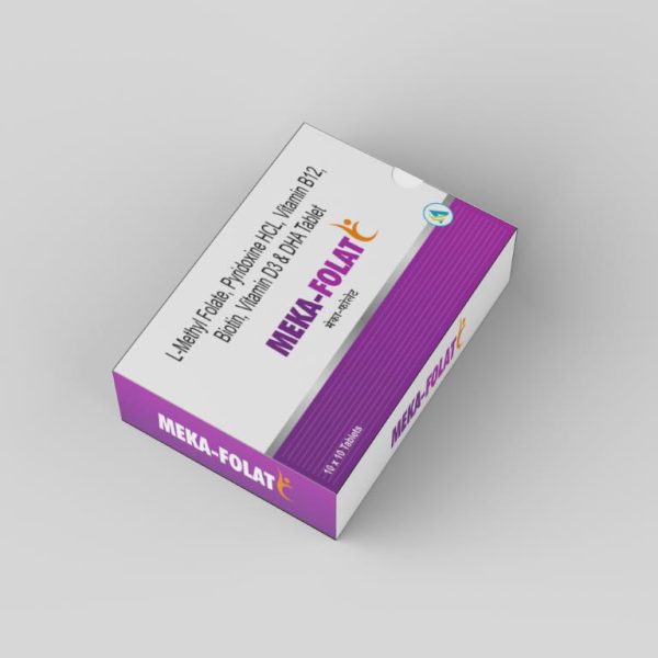 L-Methyl Folate, Pyridoxal HCL, Vitamin B12, Biotin, Vitamin D3 & DHA Tablet Meko-Folat